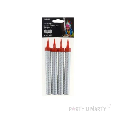 fontanna tortowa holograficzna srebrny 12 cm 4 szt