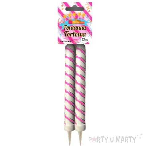 fontanna tortowa twist bialo rozowa 12 cm 2 szt