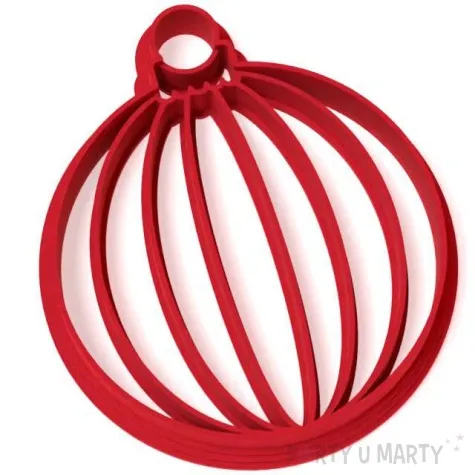 foremka boze narodzenie bombka klasyczna w pasy pionowe 90x77 mm czerwona