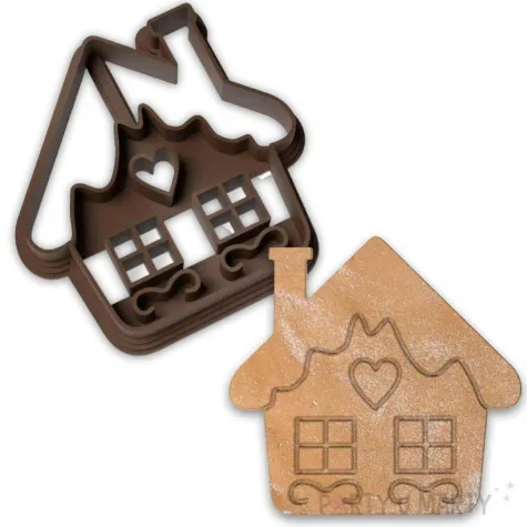 foremka boze narodzenie domek z piernika z okienkami i sercem 76x73 mm brazowy