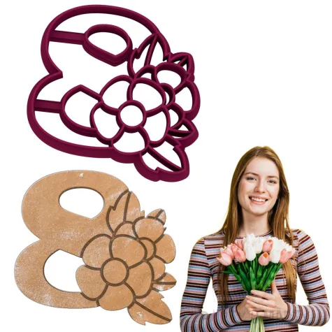 foremka dzien kobiet 8 marca burgundowy 88 x 85 mm