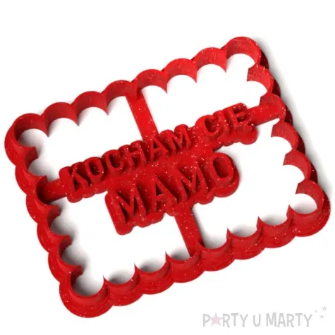 foremka dzien matki kocham cie mamo 88x68 mm czerwony brokat