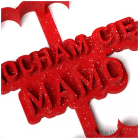 foremka dzien matki kocham cie mamo 88x68 mm czerwony brokat