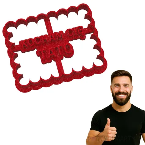 foremka dzien ojca kocham cie tato 88x68 mm czerwony brokat