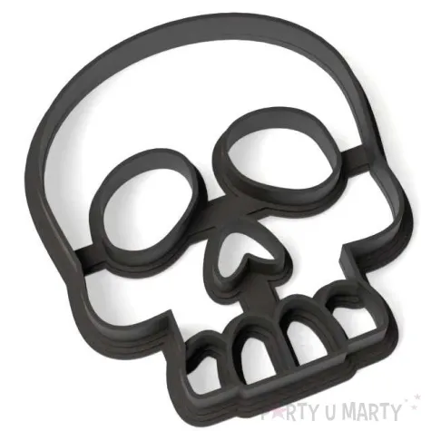 foremka halloween czaszka bez dolnej szczeki 80x73 mm czarna metaliczna