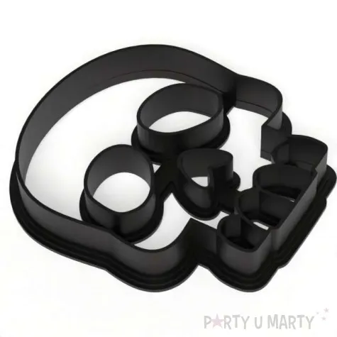 foremka halloween czaszka bez dolnej szczeki 80x73 mm czarna metaliczna