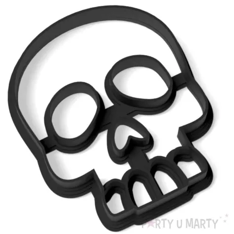 foremka halloween czaszka bez dolnej szczeki 80x73 mm czarna metaliczna