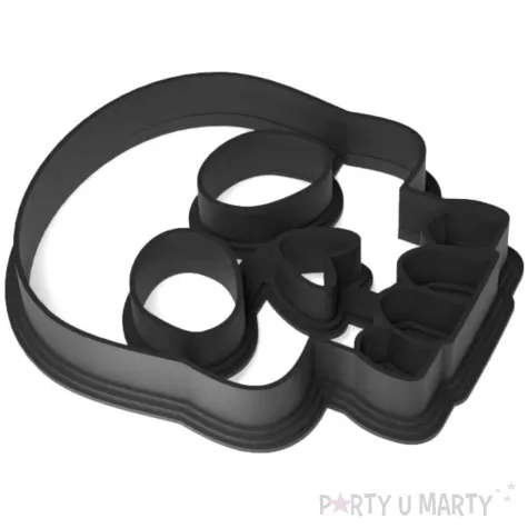 foremka halloween czaszka bez dolnej szczeki 80x73 mm czarna metaliczna