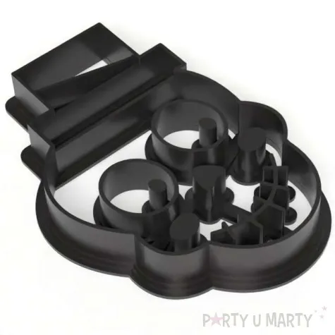 foremka halloween czaszka w kapeluszu 85x60 mm czarna metaliczna