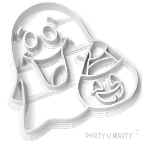 foremka halloween duszek z dynia 85x85 mm biala metaliczna