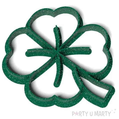 foremka koniczynka pelna zielony brokat 87x91 mm