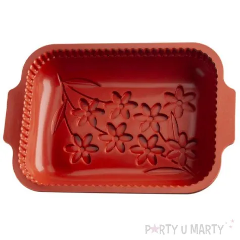 foremka silikonowa wytlaczane kwiatki czerwona dekora 28 x 21 5 cm