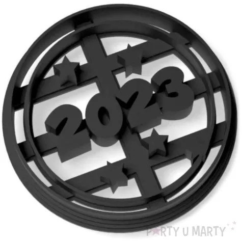 foremka sylwester 2023 z gwiazdami czarny 67x82 mm