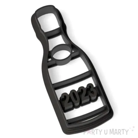 foremka sylwester szampan z etykieta 2023 czarny 35x89 mm