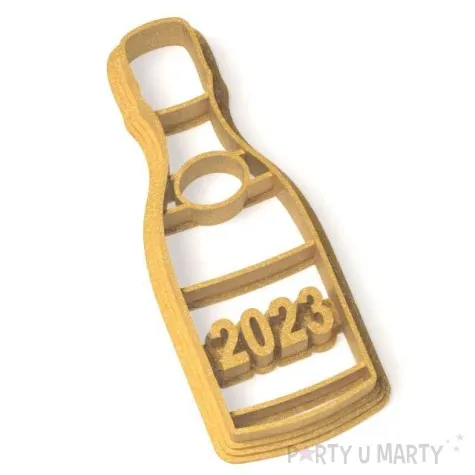 foremka sylwester szampan z etykieta 2023 zloty 35x89 mm