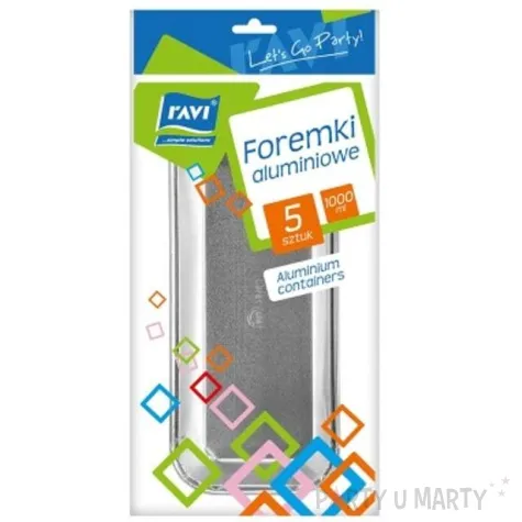 foremki do pieczenia aluminiowe prostokatne 1000ml ravi 5 szt