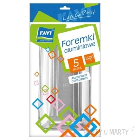 foremki do pieczenia aluminiowe prostokatne 1500ml ravi 5 szt