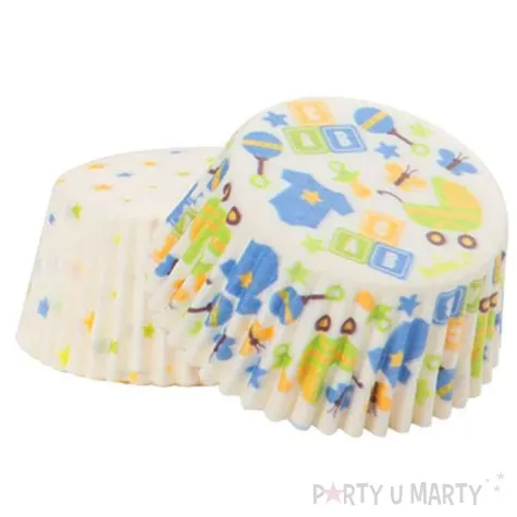 foremki na muffinki baby shower boy mix decora 36 szt