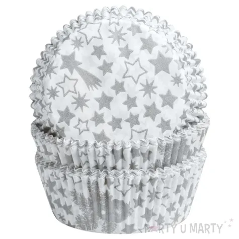 foremki na muffinki srebrne gwiazdki demmler 60 szt