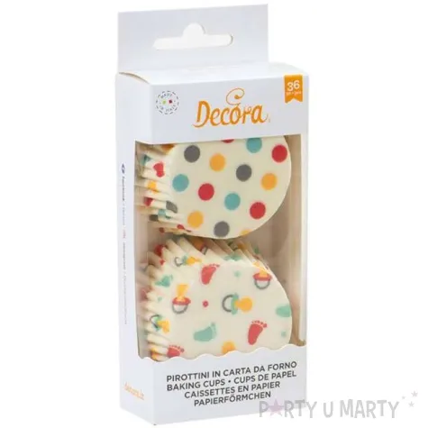 foremki na muffinki stopki i smoczki kropki mix decora 36 szt