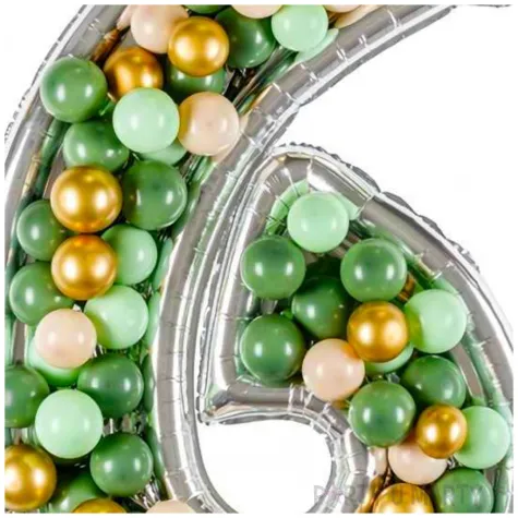 forma na balony cyfra 6 srebrny partydeco 53 dgt
