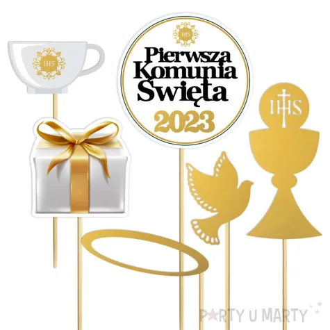 fotogadzet patyczki komunia sw fotosesja 2023 zloty 6 szt