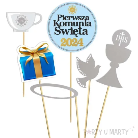fotogadzet patyczki komunia sw fotosesja 2024 srebrny 6 szt