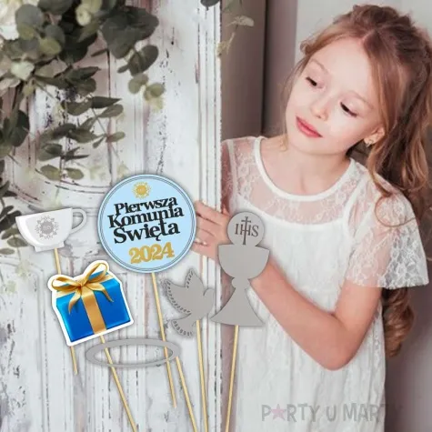 fotogadzet patyczki komunia sw fotosesja 2024 srebrny 6 szt