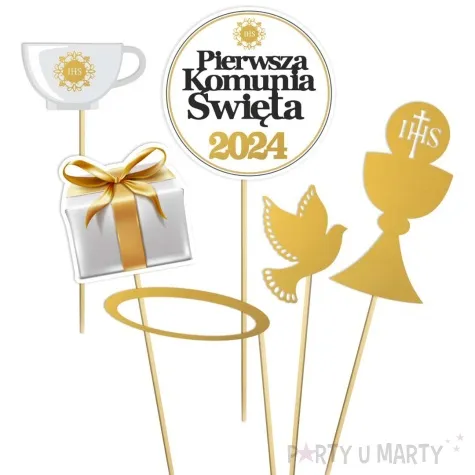 fotogadzet patyczki komunia sw fotosesja 2024 zloty 6 szt