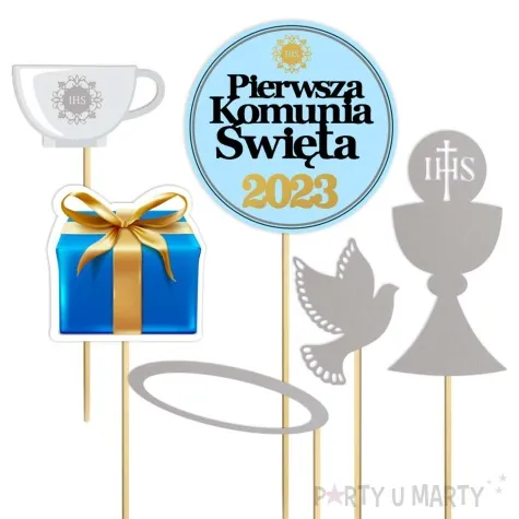 fotogadzet patyczki komunia sw fotosesja srebrny 6 szt