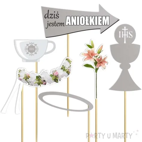 fotogadzet patyczki komunia sw przyjecie srebrny 6 szt