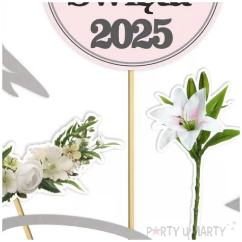 fotogadzet patyczki komunia sw uroczystosc 2025 srebrny 6 szt