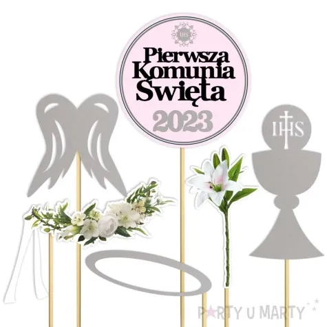 fotogadzet patyczki komunia sw uroczystosc srebrny 6 szt