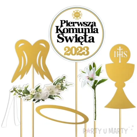 fotogadzet patyczki komunia sw uroczystosc zloty 6 szt