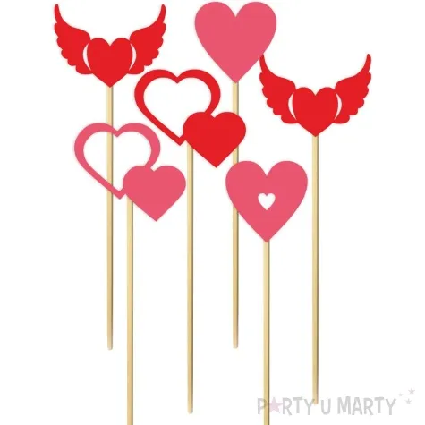 fotogadzet patyczki sercowe walentynki czerwone 6 szt
