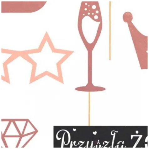 fotogadzet patyczki wieczor panienski okulary butelka rose gold czarny dekolo 28 cm 8 szt