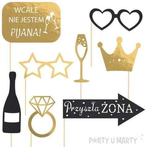 fotogadzet patyczki wieczor panienski przyszla zona zloty papier czarny dekolo 8 szt
