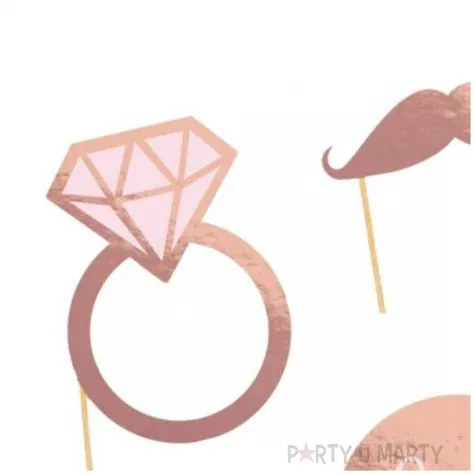 fotogadzet patyczki wieczor panienski wasy i okulary rozowe zloto dekolo 8 szt