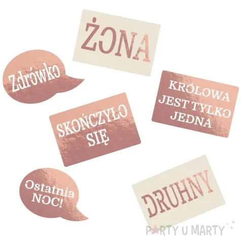 fotogadzet patyczki wieczor panienski zona i druhny rozowe zloto dekolo 6 szt