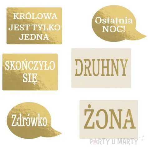 fotogadzet patyczki wieczor panienski zona i druhny zloty dekolo 6 szt