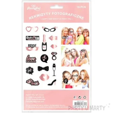 fotogadzety patyczki wieczor panienski fotosesja czarno rozowo zlote partypal 16 szt