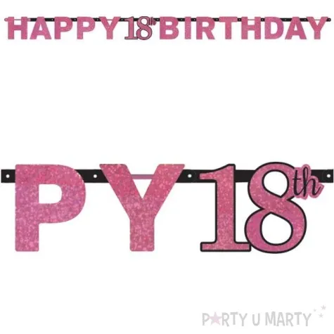 girlanda 18 urodziny happy birthday sparkling celebration pink amscan 210 cm