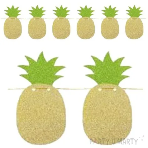 girlanda ananas zielone listki brokatowa godan 250 cm