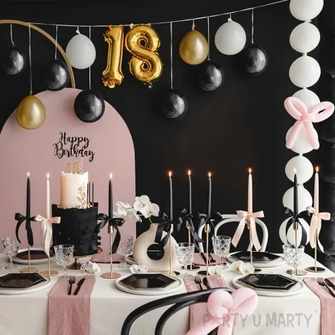 girlanda balonowa 18 urodziny zloty czarny bialy partydeco 12 szt