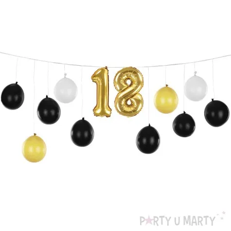 girlanda balonowa 18 urodziny zloty czarny bialy partydeco 12 szt