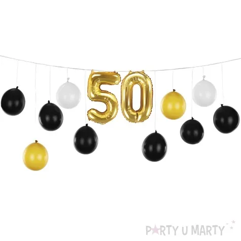 girlanda balonowa 50 urodziny zloty czarny bialy partydeco 12 szt