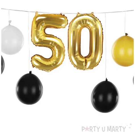 girlanda balonowa 50 urodziny zloty czarny bialy partydeco 12 szt