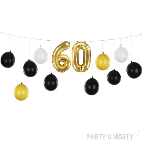 girlanda balonowa 60 urodziny zloty czarny bialy partydeco 12 szt