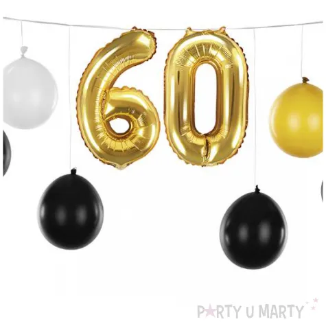 girlanda balonowa 60 urodziny zloty czarny bialy partydeco 12 szt