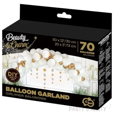 girlanda balonowa beauty and charm bialo zloty godan 70 szt